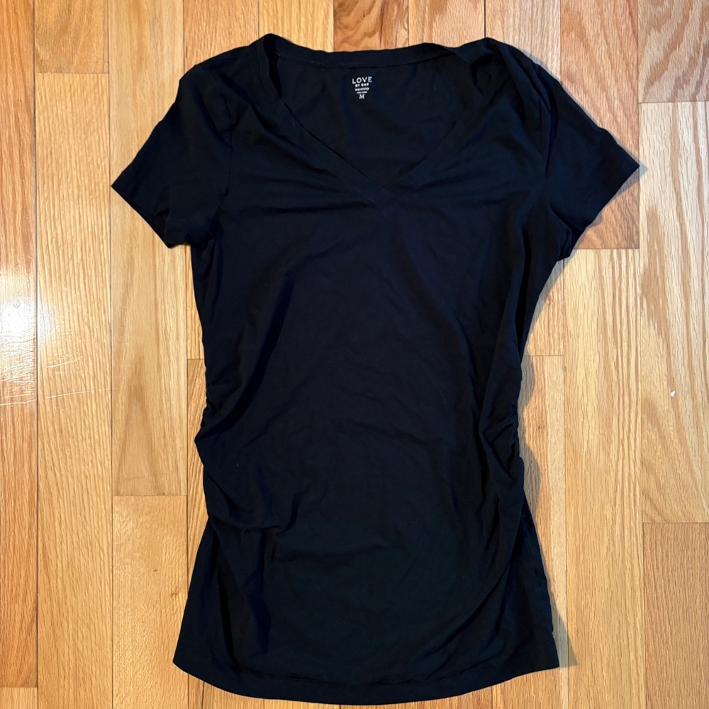 LOVE by GAP Maternity Women's Black V-Neck Short Sleeve Tee